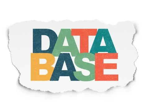 Programming concept: Database on Torn Paper background 库存插图