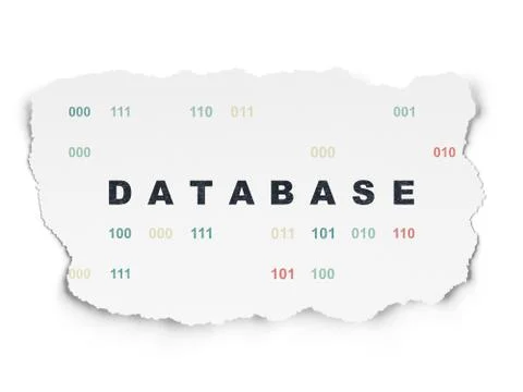 Programming concept: Database on Torn Paper background 库存插图