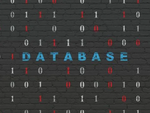 Programming concept: Database on wall background 스톡 일러스트
