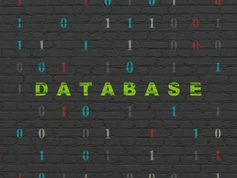 Programming concept: Database on wall background 스톡 일러스트