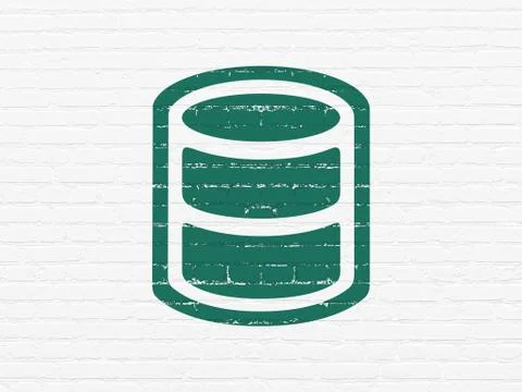 Programming concept: Database on wall background 스톡 일러스트