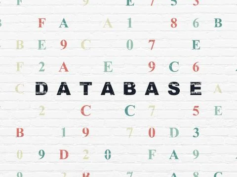 Programming concept: Database on wall background Illustrazione stock