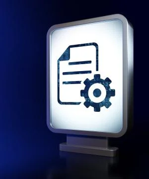 Programming concept: Gear on billboard background イラスト素材