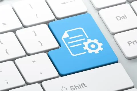 Programming concept: Gear on computer keyboard background イラスト素材
