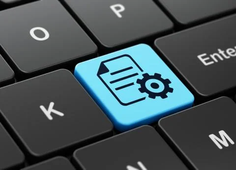 Programming concept: Gear on computer keyboard background イラスト素材