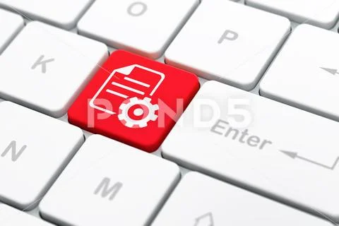 Programming concept: Gear on computer keyboard background 库存插图