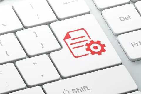 Programming concept: Gear on computer keyboard background 스톡 일러스트