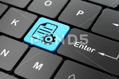 Programming concept: Gear on computer keyboard background 库存插图