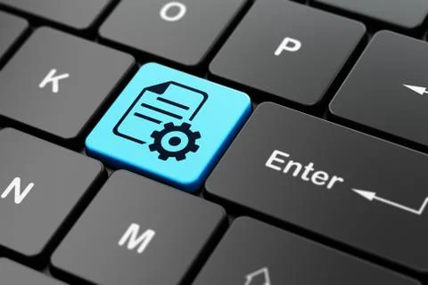 Programming concept: Gear on computer keyboard background 스톡 일러스트