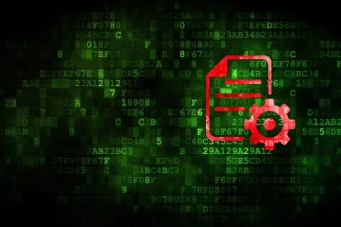 Programming concept: Gear on digital background 스톡 일러스트