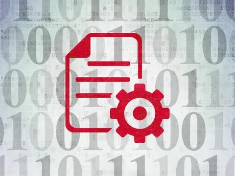 Programming concept: Gear on Digital Data Paper background 스톡 일러스트