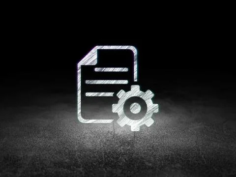 Programming concept: Gear in grunge dark room Stock-Illustration