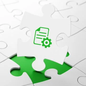 Programming concept: Gear on puzzle background 스톡 일러스트