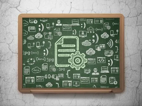Programming concept: Gear on School Board background Illustrazione stock