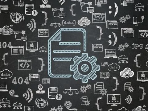 Programming concept: Gear on School board background 스톡 일러스트