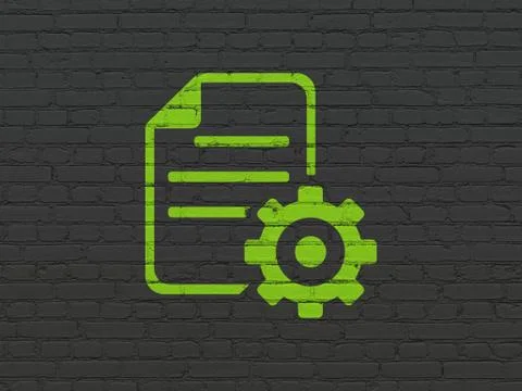 Programming concept: Gear on wall background 스톡 일러스트