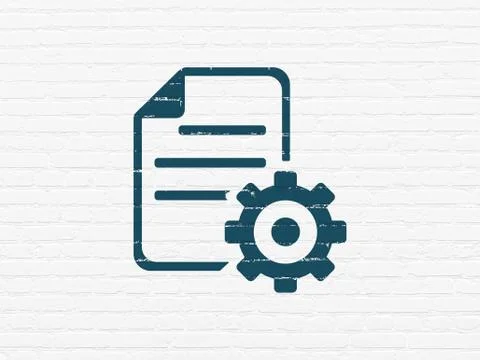 Programming concept: Gear on wall background 스톡 일러스트