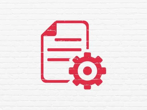 Programming concept: Gear on wall background Stock Illustration