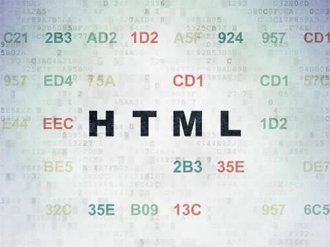 Programming concept: Html on Digital Data Paper background 스톡 일러스트