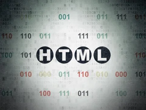 Programming concept: Html on Digital Data Paper background イラスト素材