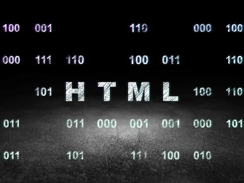 Programming concept: Html in grunge dark room Stock Illustration