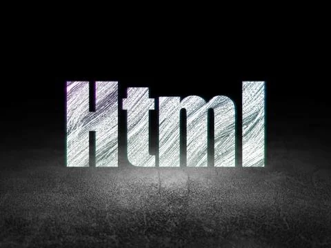 Programming concept: Html in grunge dark room Illustration