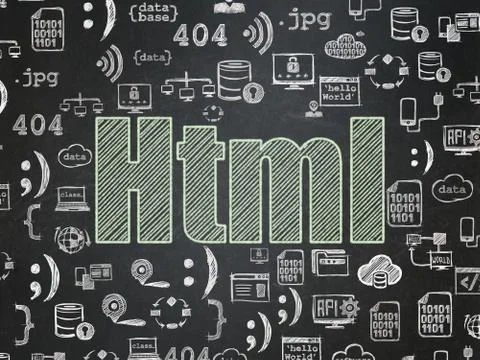 Programming concept: Html on School board background Illustrazione stock