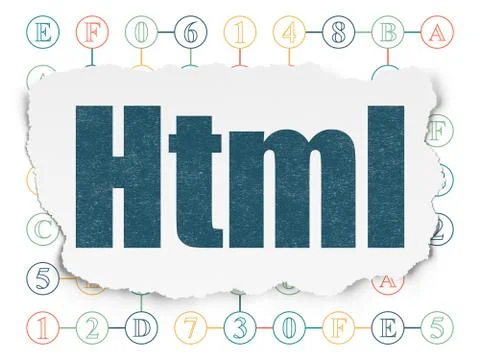 Programming concept: Html on Torn Paper background 库存插图