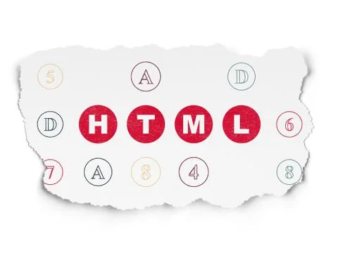 Programming concept: Html on Torn Paper background Stock Illustration