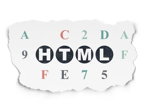 Programming concept: Html on Torn Paper background Illustrazione stock