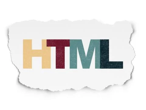 Programming concept: Html on Torn Paper background 스톡 일러스트