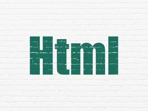 Programming concept: Html on wall background Illustrazione stock