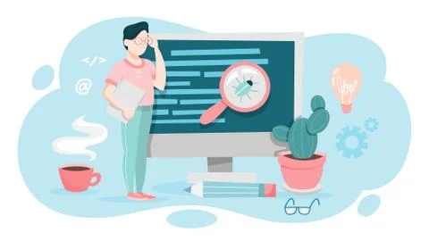 Programming concept. Idea of working on the computer イラスト素材