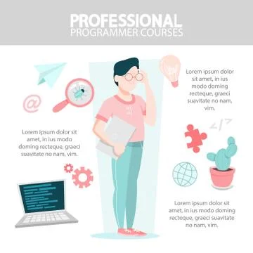 Programming concept. Idea of working on the computer Stock Illustration