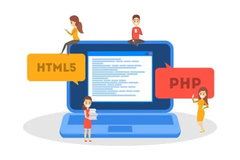 Programming concept. Idea of working on the computer Stock Illustration