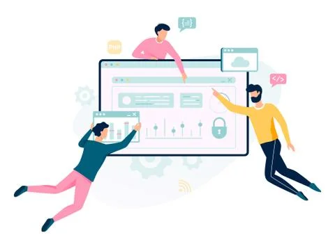 Programming concept. Idea of working on computer Illustration