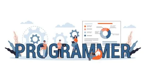 Programming concept. Idea of working on computer 스톡 일러스트