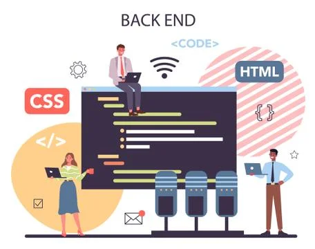 Programming concept. Idea of working on the computer, Illustrazione stock