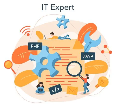 Programming concept. Idea of working on the computer, coding, Stock Illustration