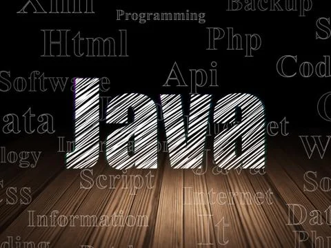 Programming concept: Java in grunge dark room Stock Illustration