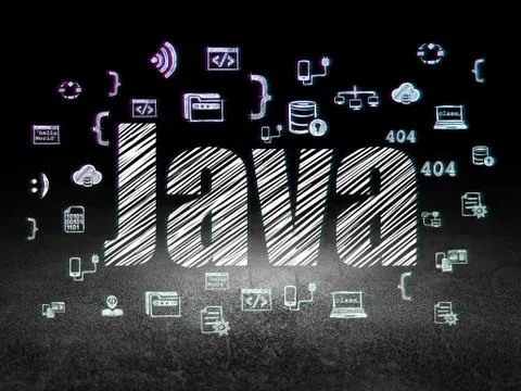 Programming concept: Java in grunge dark room Stock Illustration