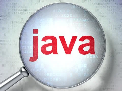 Programming concept: Java with optical glass Stock Illustration