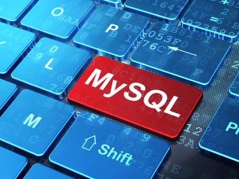 Programming concept: MySQL on computer keyboard background 스톡 일러스트