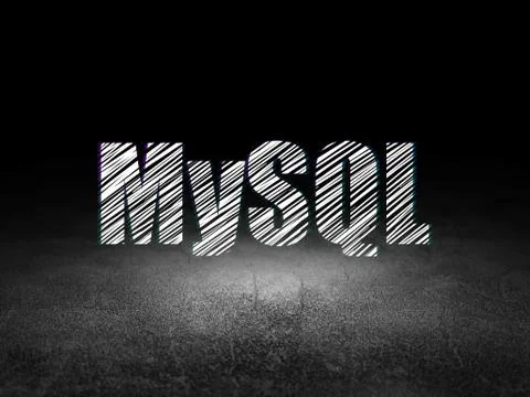 Programming concept: MySQL in grunge dark room イラスト素材