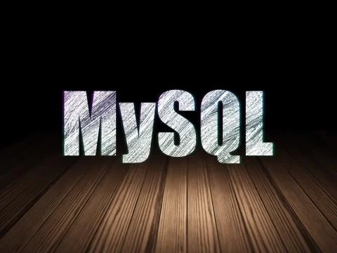 Programming concept: MySQL in grunge dark room 스톡 일러스트