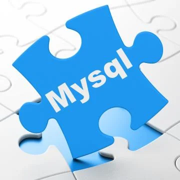 Programming concept: MySQL on puzzle background 库存插图