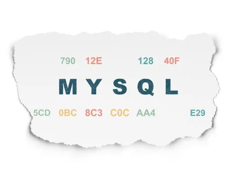 Programming concept: MySQL on Torn Paper background イラスト素材