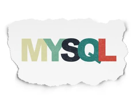Programming concept: MySQL on Torn Paper background 스톡 일러스트