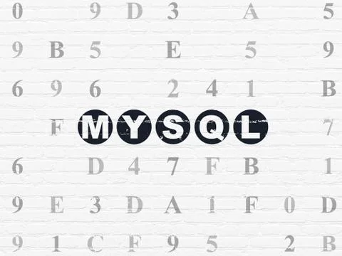 Programming concept: MySQL on wall background 스톡 일러스트