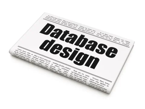 Programming concept: newspaper headline Database Design Stock Illustration